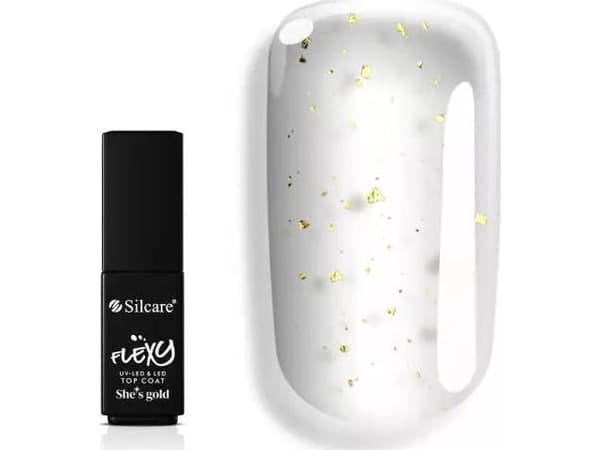 Silcare SILCARE_Flexy She's Gold Top Coat valmiste do paznocki z drobinkami w kolorze złota 4,5 g