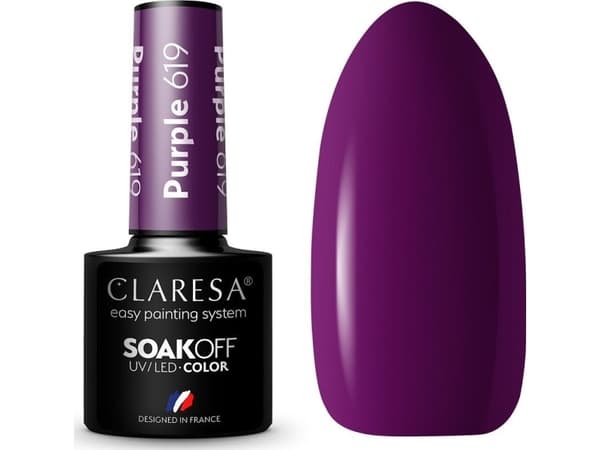 CLARESA_Soak Off UV/LED Purple hybrid varnish 619 5g