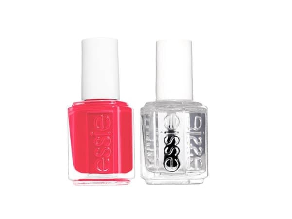Essie Set Essie: Nail Enamel, Vegan, Glossy Shine Finish, Nail Polish, 72, Peach Daiquiri, 13.5 ml + Nail Care - Good To Go, Top Coat, Nail Strengthe
