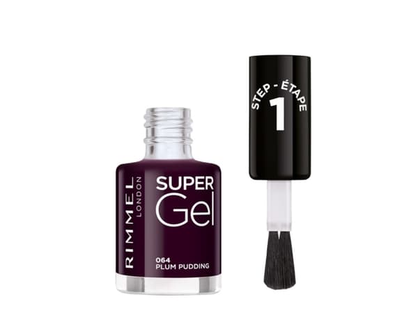 Rimmel Super Gel Nail Polish #064 Plum Pudding, Lilla, Plum Pudding, Farging, 1 stykker, Flaske, Børste