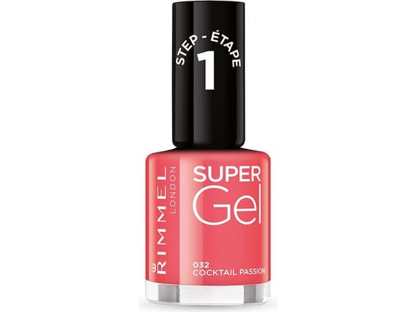 Rimmel Super Gel, Korall, Cocktail Passion, 1 styck, Flaska, Borsta, BUTYL ACETATE, ETHYL ACETATE, NITROCELLULOSE, ACETYL TRIBUTYL CITRATE, ISOPROPYL