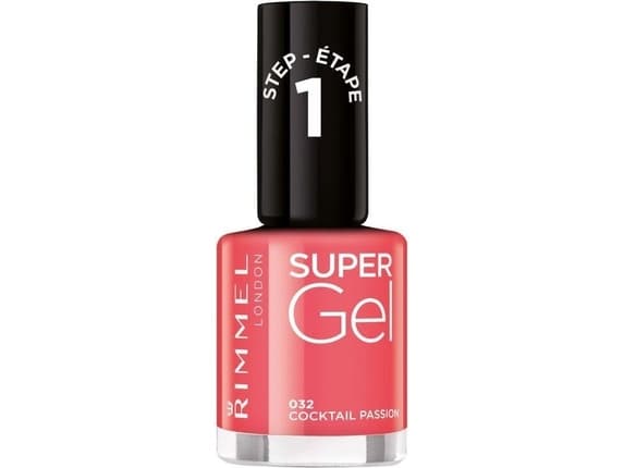 Rimmel Super Gel, Korall, Cocktail Passion, 1 styck, Flaska, Borsta, BUTYL ACETATE, ETHYL ACETATE, NITROCELLULOSE, ACETYL TRIBUTYL CITRATE, ISOPROPYL