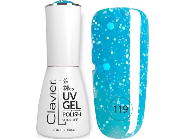 Clavier Luksus hybridlakk med holografiske partikler 119 Cooler Blue 10ml