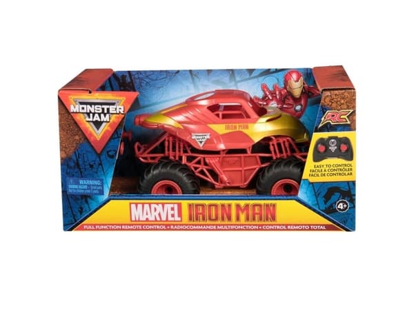Monster Jam , Marvel Iron Man RC Monster Truck, 1:24 Scale, Kids Toys for Boys and Girls Ages 3 and up, Monster truck, 4 yr(s), Plastic, Black, Gold,