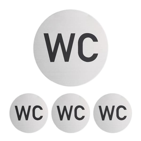 sett med 4 selvklebende WC-skilt