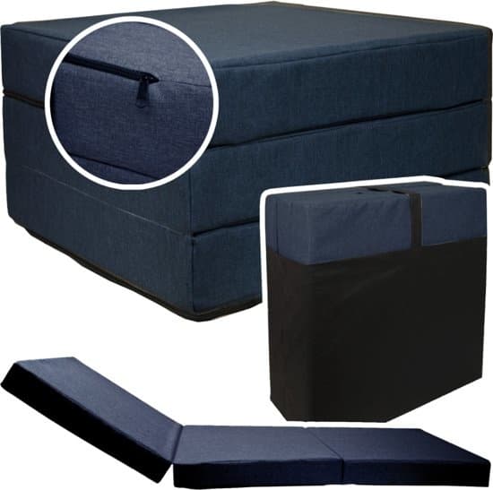 Gästmadrass Navy Blue - hopfällbar madrass - 195x65x10 cm - campingmadrass