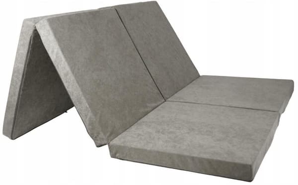 Foldbar 2-personers madras - Vaskbart betræk - 195cm x 120cm x 7cm - Grå