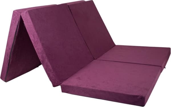 Vikbar madrass för 2 personer - Tvättbart överdrag - 195cm x 120cm x 7cm - Violett