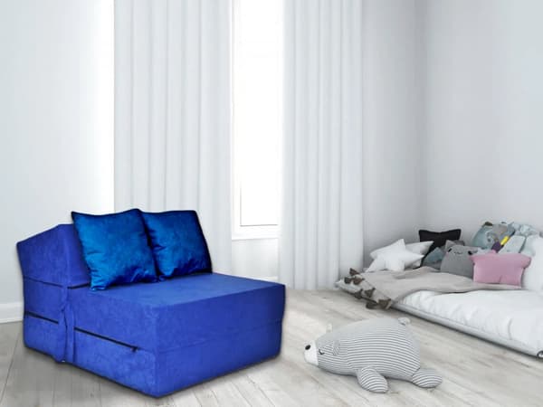 Luxury Guest Mattress - Sininen - Retkeilypatja - Matkapatja - Taitettava patja - 200 x 70 x 15 - Tyynyillä