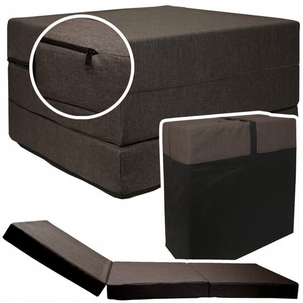 Gæstemadras grå foldbar madras 195x65x10 cm campingmadras