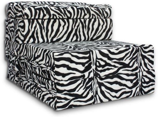 Gæstemadras - campingmadras - rejsemadras - foldbar madras - 70 x 200 x 15 med pude Zebra Design