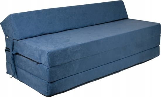 Sammenklappelig madras med pude - Vaskbart betræk - 200 cm x 120 cm x 10 cm - Navy
