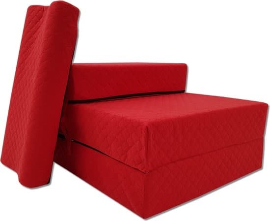 Ylellinen vieraspatja tyynyllä - punainen - leirintäpatja - taitettava - 200x70x15 cm