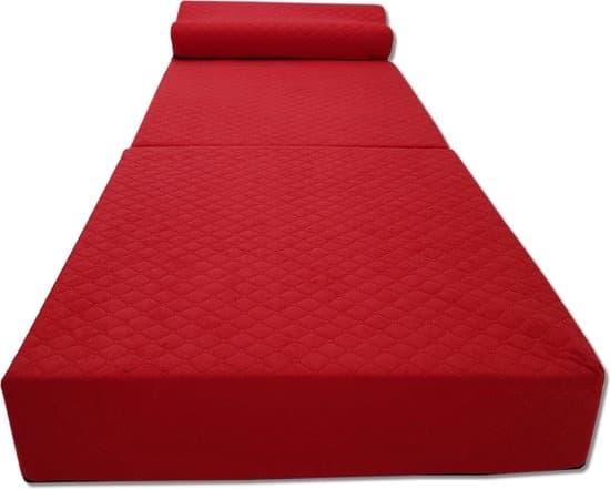 Ylellinen vieraspatja tyynyllä - punainen - leirintäpatja - taitettava - 200x70x15 cm