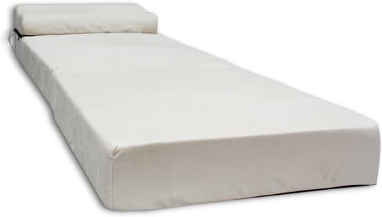 Vikbar madrass - Tvättbart överdrag - 70cm x 200cm x 15cm - Kräm