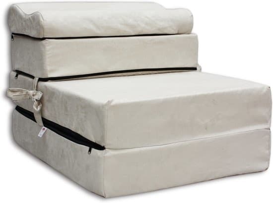Vikbar madrass - Tvättbart överdrag - 70cm x 200cm x 15cm - Kräm