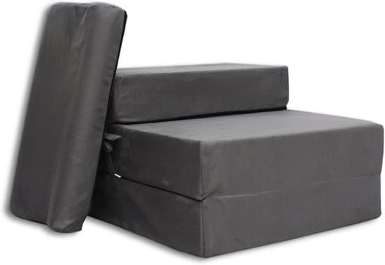 Overnatningsmadras med pude - 70cm x 200cm x 15cm - Foldbar - Grå