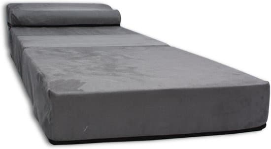 Overnatningsmadras med pude - 70cm x 200cm x 15cm - Foldbar - Grå