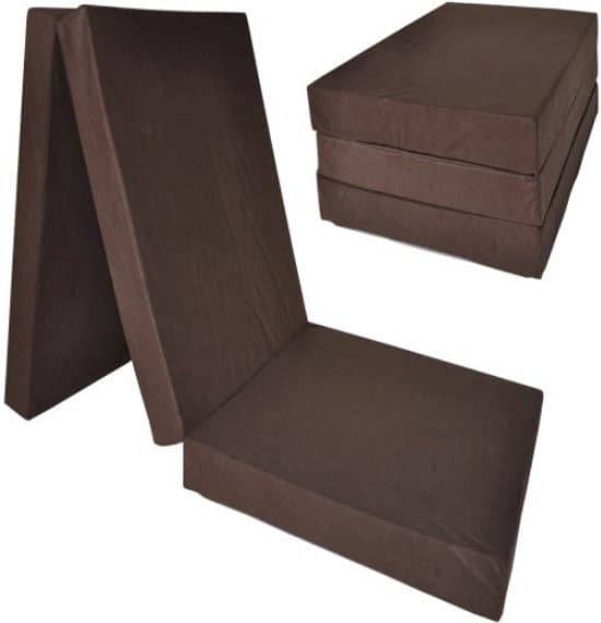 Overnattingsmadrass ekstra tyk - brun - campingmadras - rejsemadras - foldbar madras - 195 x 80 x 15