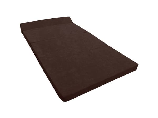 Foldbar madras med hovedpude - Vaskbart betræk - 200cm x 120cm x 10cm - Brun