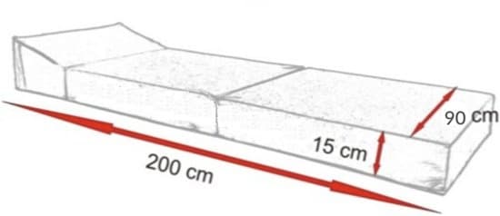 Multifunktionel sammenklappelig madrassofa til små rum, 15 cm tyk, kompakt 200x90 cm