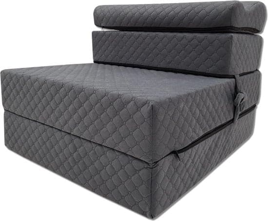 Luxe Taittomatto Päänalusen Kanssa - Grafiitti, 200x70x15 cm