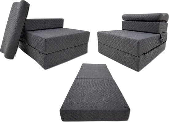 Lyxig Hopfällbar Logematrass - Grafit, 200x70x15 cm, Kudde, Europeisk Kvalitet