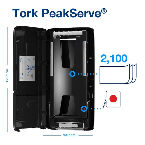 Dispenser TORK H5 Handduk PeakServ svart