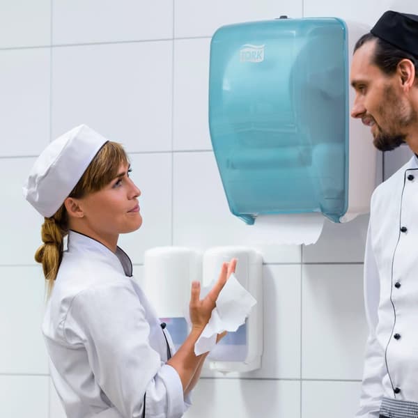 Dispenser TORK W6 Tvättstat. turkos/vit