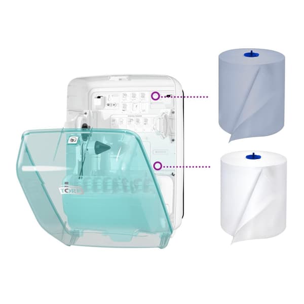 Dispenser TORK W6 Tvättstat. turkos/vit