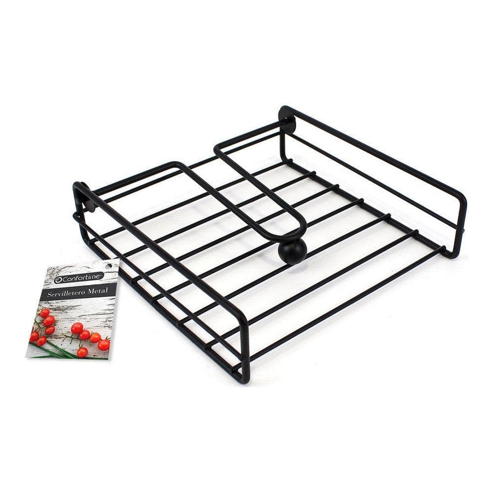 Napkin holder Confortime Black Metal (19 x 19 x 5 cm)