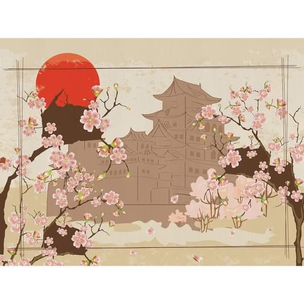 Non-woven fototapet Mått: 360 x 270 cm HD digital utskrift Garanterad effekt Japanska körsbärsblommor Tillverkning EU L
