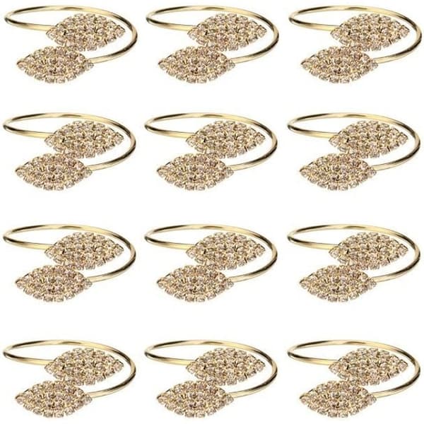 12st Servettring Rhinestone Bröllop Metall Guld