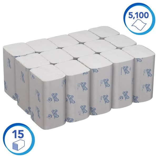 Scott Essential 6617 mattade handdukar - 15 x förpackningar med 340 handdukar (5100 totalt)