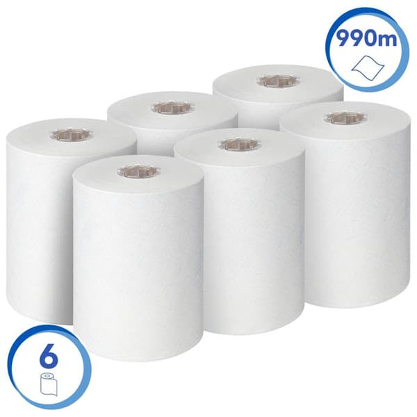 Scott Control Slimroll engångspapper rullade handdukar 6623 6 rullar pappershanddukar x 165 m vitt papper