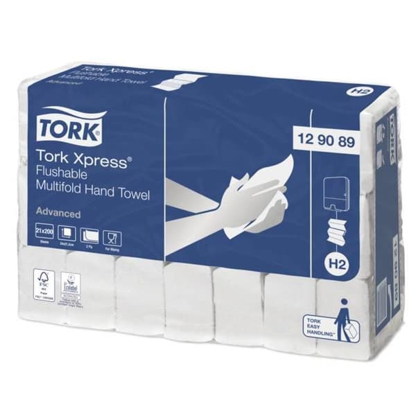 Handduk för händer - Tork - Xpress Advanced H2 - 200 ark - multifold - vit