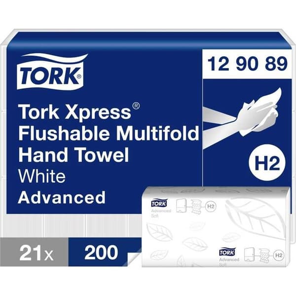 Handduk för händer - Tork - Xpress Advanced H2 - 200 ark - multifold - vit