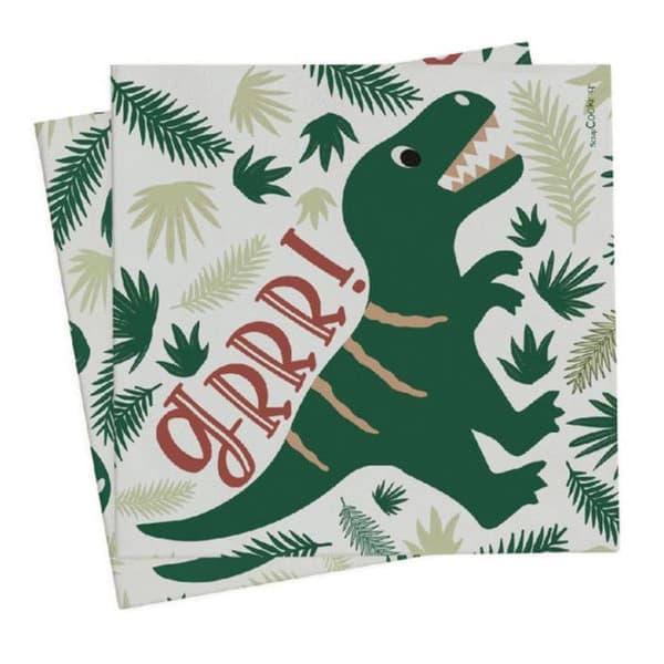 Pappersservetter - Dino - 33 x 33 cm - 20 st - Dinosaurustema - Livsmedelskompatibla