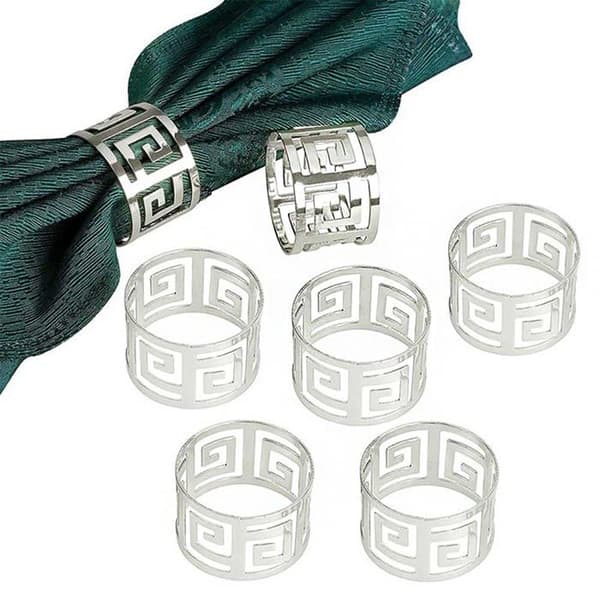 Servettring Cenpek Set med 6 servettringar för matsal, födelsedag, fest, bordsdekoration, silver