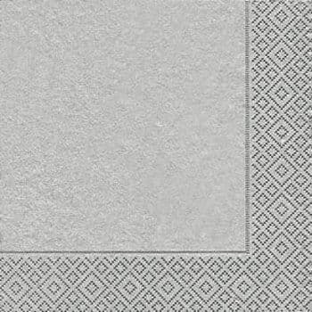 Servett - Lunch - SILVER - enfärgad silverpappers - 33 x 33 cm - paket med 20