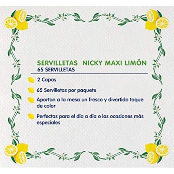 Papper servetter - Nicky - Paket med 65 - 33 x 33 cm - Citrontryck - 2 lager