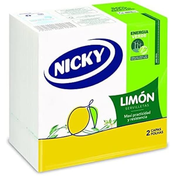Papper servetter - Nicky - Paket med 65 - 33 x 33 cm - Citrontryck - 2 lager