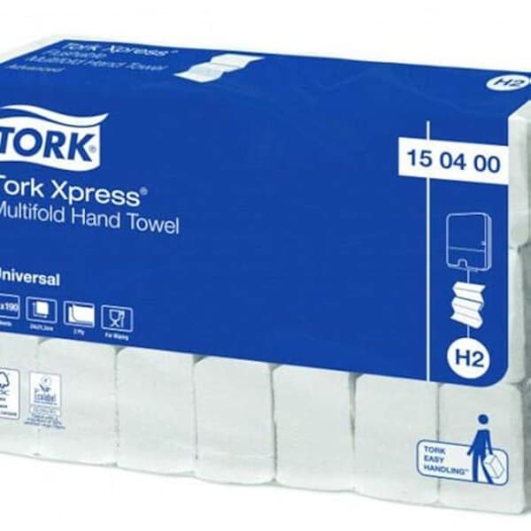 Fällpappersservetter i "Z" - TORK - XPRESS CF - 21 x 190 stycken - Vit