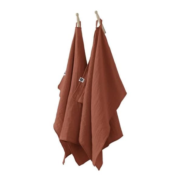 Pack med 2 handdukar i bomullsgaze 50 x 70 cm GAIA färg Terracotta