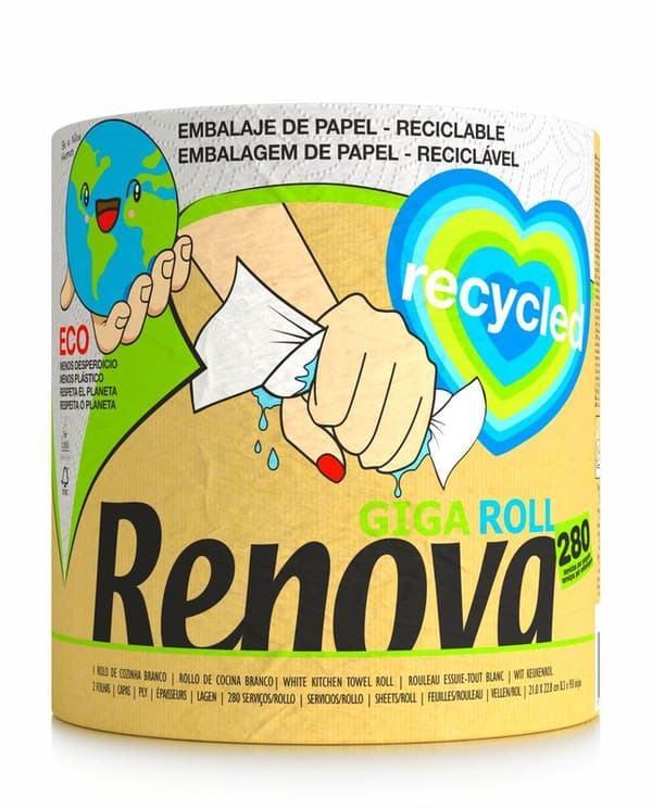 Renova Giga Roll Genbrugt 1R papirhåndklæde