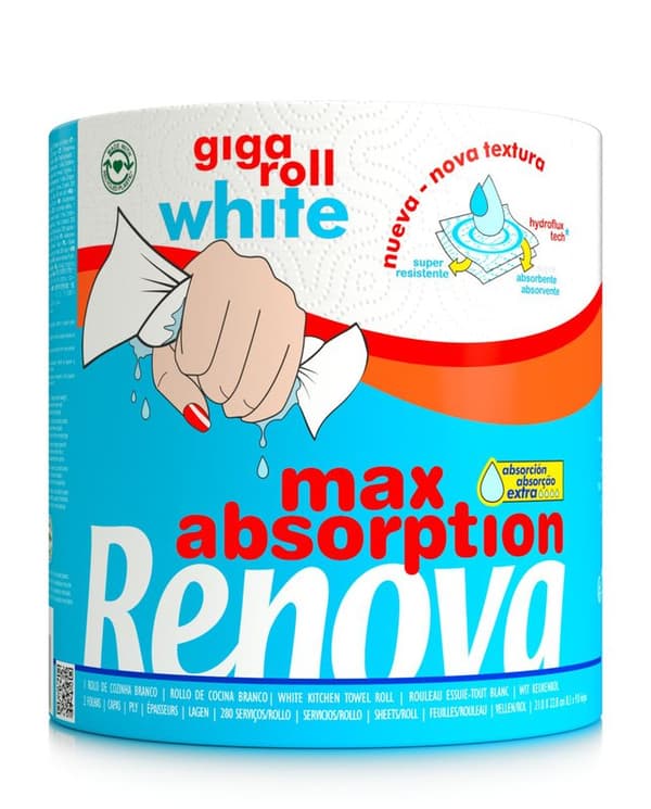 Renova Giga Roll White 1R Papirhåndklæde