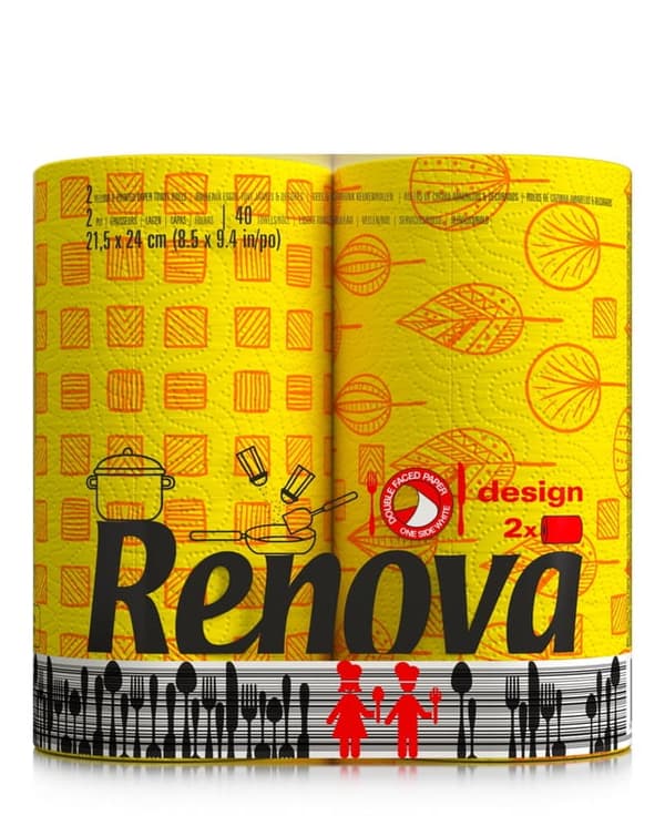 Renova Color Design Papirhåndklæde Gul 2R