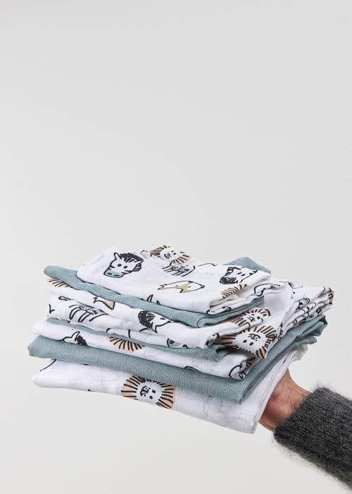 Meyco Baby Animal handdukar - paket med 3 - hydrofila - flerfärgad - 30x30cm