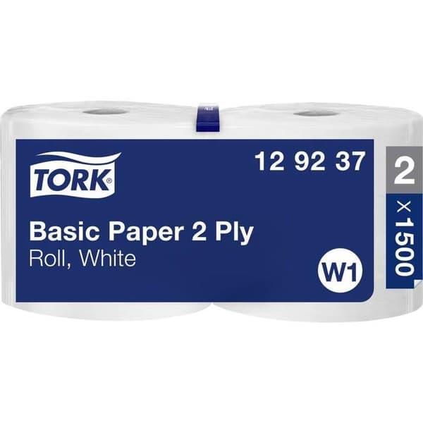 Torkpapper Basic Bobine W1, 510 m, säljs i omgångar om 2 - TORK 129237 (per 2)