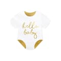 Miniatyrbild 1 av 2: Set med 20 pappersservetter Body Hello Baby skrivguld 33 x 33 cm